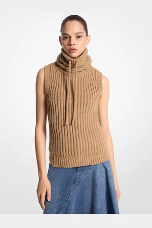 Michael Kors MK Pullover in cashmere senza maniche con collo a imbuto