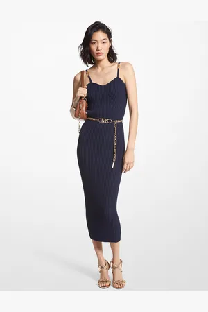 Michael Kors MK Abito bustier a coste in viscosa stretch con cintura