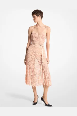 Michael Kors MK Abito sottoveste in pizzo floreale effetto stropicciato