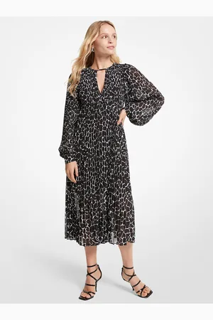 Michael Kors MK Abito a pieghe in georgette stampa animalier