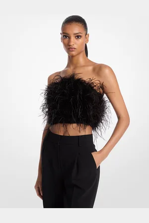 Michael Kors MK Top a fascia in crêpe con piume