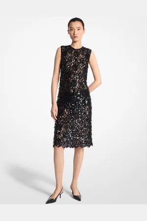 Michael Kors MK Abito aderente in pizzo floreale con paillettes ricamate a mano