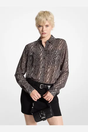 Michael Kors MK Blusa in georgette con stampa serpente
