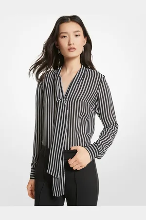 Michael Kors MK Blusa in georgette a righe con nastro