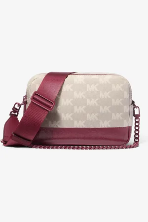 Michael Kors MK Borsa a tracolla Bryant media bicolore in pelle con logo jacquard