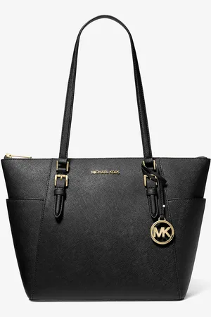 Michael Kors MK Borsa tote Charlotte grande in pelle Saffiano con zip superiore