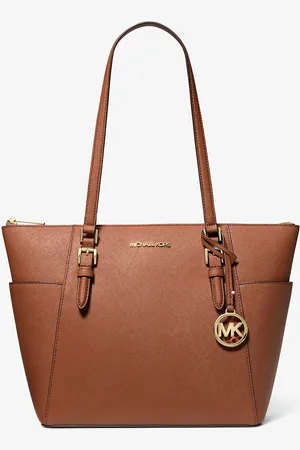Michael Kors MK Borsa tote Charlotte grande in pelle Saffiano con zip superiore
