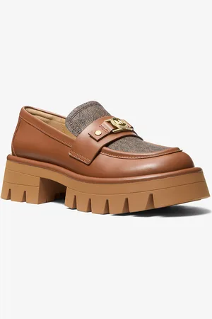 Michael Kors MK Loafer Mandy in pelle con stampa logo e plateau