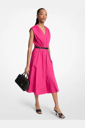 Michael Kors MK Abito in popeline di cotone stretch con cintura