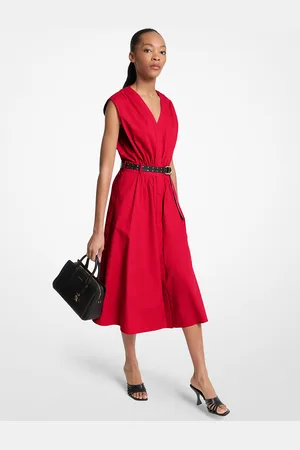 Michael Kors MK Abito in popeline di cotone stretch con cintura