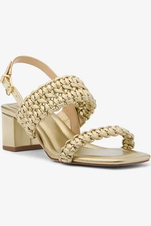 Michael Kors MK Sandalo Audrina metallizzato con intrecci e tacco a blocco