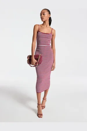 Michael Kors MK Abito longuette in misto viscosa stretch a righe