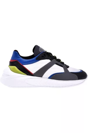 BALDININI Uomo Sneakers basse - Sneaker low top in tessuto bianco e pelle nera Nero, Uomo, Taglia: 42 EU