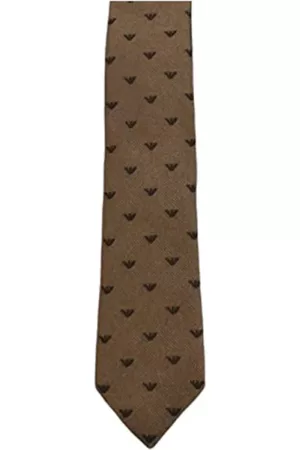 Emporio Armani Uomo Cravatte - Cravatta Marrone Chiaro interamente logata - Taglia unica Marrone, Uomo, Taglia: ONE Size