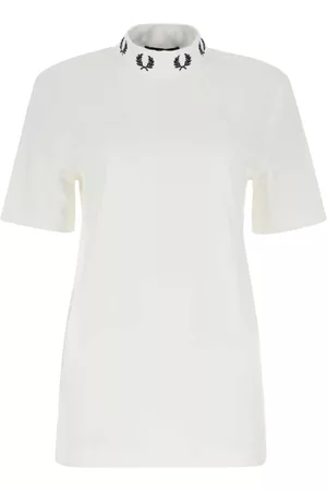 Fred Perry Donna T-shirt - T-shirt oversize di cotone avorio Bianco, Donna, Taglia: 2XL