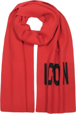 Dsquared2 Sciarpa in lana in lana con icone intrecciata Rosso, Uomo, Taglia: ONE Size