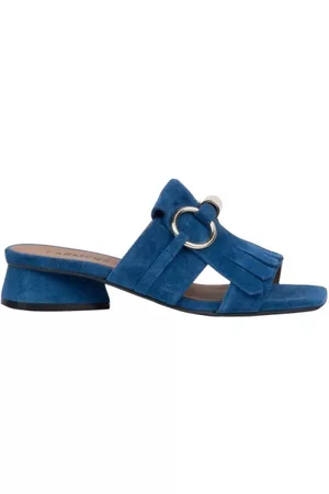 carmens Donna Sandali - Mules IN Camoscio BLU Cobalto CON Frange E Morsett Blu, Donna, Taglia: 41 EU