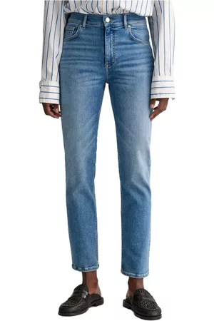 GANT Donna Jeans slim & sigaretta - Cropped Slim Jeans Blu, Donna, Taglia: W28