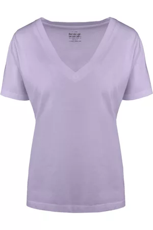 Bomboogie Donna T-shirt - T-Shirt con Scollo a V in Cotone Organico Viola, Donna, Taglia: XL