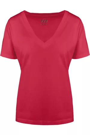 Bomboogie Donna T-shirt - T-Shirt con Scollo a V in Cotone Organico Rosso, Donna, Taglia: S