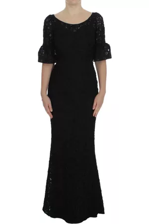 Dolce & Gabbana Donna Vestiti lunghi - Brack Flower Lace Long BodyCon Maxi Dress Nero, Donna, Taglia: XS
