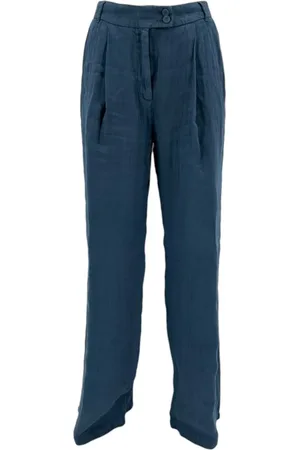 120% Lino Donna, Pantaloni, Blu, S, new