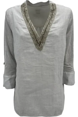 120% Lino Donna, Camicette , Bianco, S, new