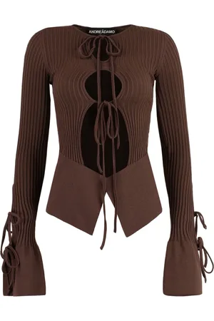 ANDREA ADAMO Donna, Top, Marrone, L, new