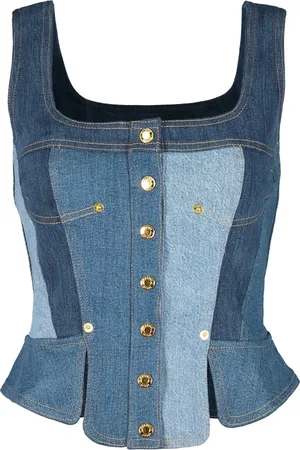 Marine Serre Donna, Top, Blu, S, new