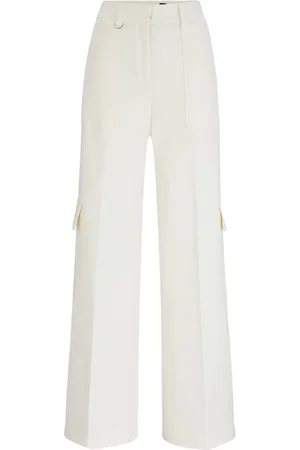HUGO BOSS Donna, Pantaloni, Bianco, L, new