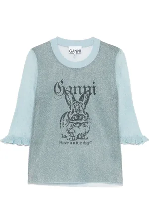 Ganni Donna, Maglie, Blu, L, new