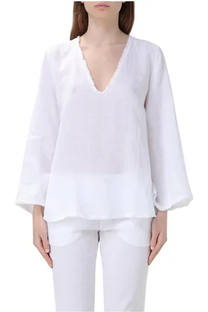 120% Lino Donna, Camicette , Bianco, M, new