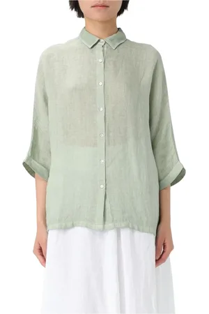 120% Lino Donna, Camicette , Verde, XS, new