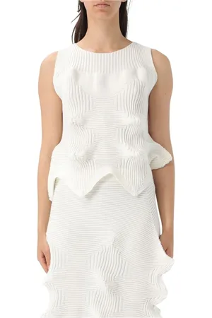 Issey Miyake Donna, Top, Bianco, M, new