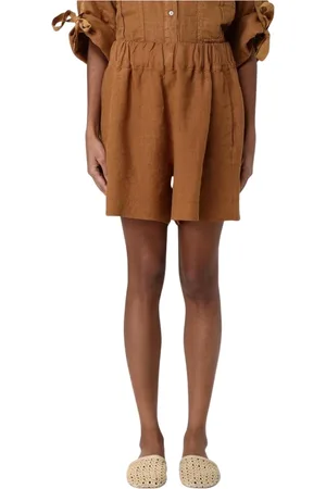 120% Lino Donna, Pantaloncini, Marrone, L, new
