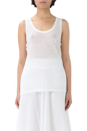 120% Lino Donna, Top, Bianco, S, new