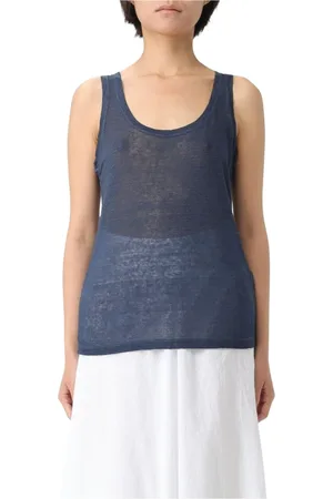 120% Lino Donna, Top, Blu, L, new
