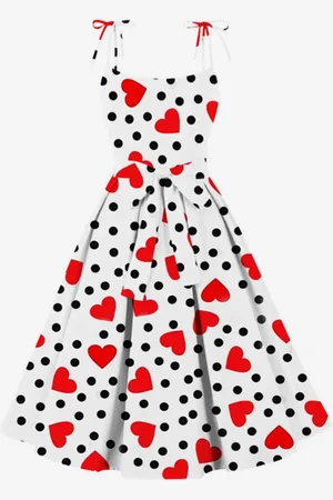 milanoo.com Abito vintage con motivo a cuore a trapezio stile Audrey Hepburn anni \\