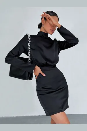 milanoo.com Abiti aderenti Abito tubino longuette con collo gioiello sexy a maniche lunghe