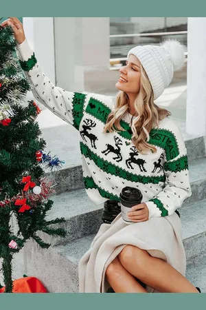 milanoo.com Maglioni da donna in poliestere oversize con collo gioiello a blocchi di colore nero e maniche lunghe
