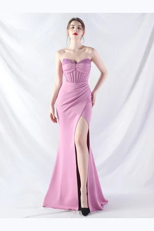 milanoo.com Abiti da festa Abito semi formale senza spalline con paillettes color lavanda senza maniche