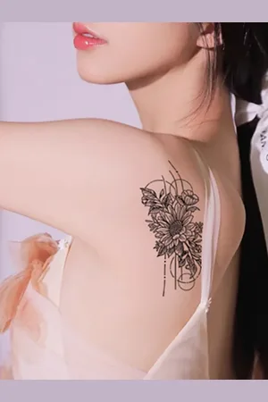milanoo.com Adesivi per tatuaggi di rose Adesivi per tatuaggi di erbe per succo di braccio e clavicola impermeabili