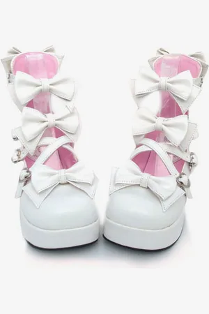 milanoo.com Dolce Pony tacchi Lolita scarpe piattaforma fiocco Decor punta rotonda