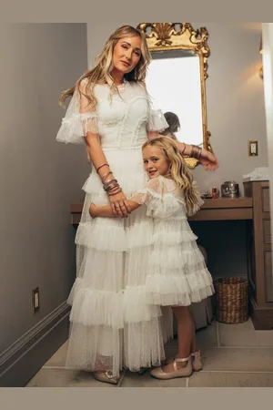 milanoo.com Abito da sposa per la mamma scollatura disegnata maniche corte abito da ballo a strati abiti da invitata al matrimonio