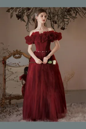 milanoo.com Abiti da ballo in tulle Abito lungo semi formale con spalle scoperte