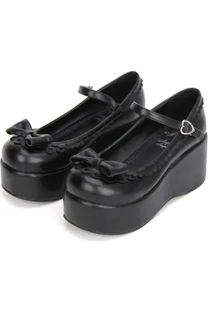 milanoo.com Dolce Lolita scarpe piattaforma Zeppa cinturino alla caviglia Lolita scarpe con fiocco