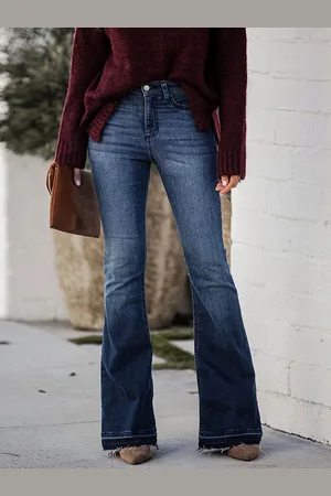 milanoo.com Jeans Bootcut da donna Pantaloni svasati in cotone a vita alta 2025