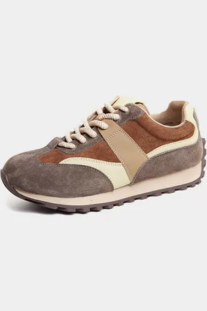 milanoo.com Sneakers con punta tonda in micro pelle scamosciata color cammello per donna scarpe casual da 1 pollice