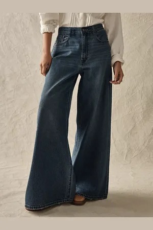 milanoo.com Jeans dritti da donna Pantaloni a gamba larga vintage a vita alta 2025