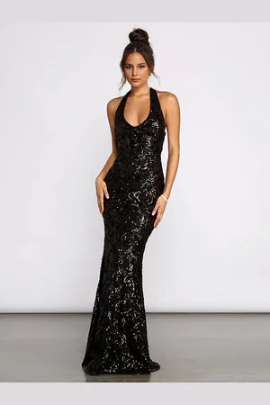 milanoo.com Abito lungo da festa formale con paillettes e scollo a V profondo a sirena per le donne 2025